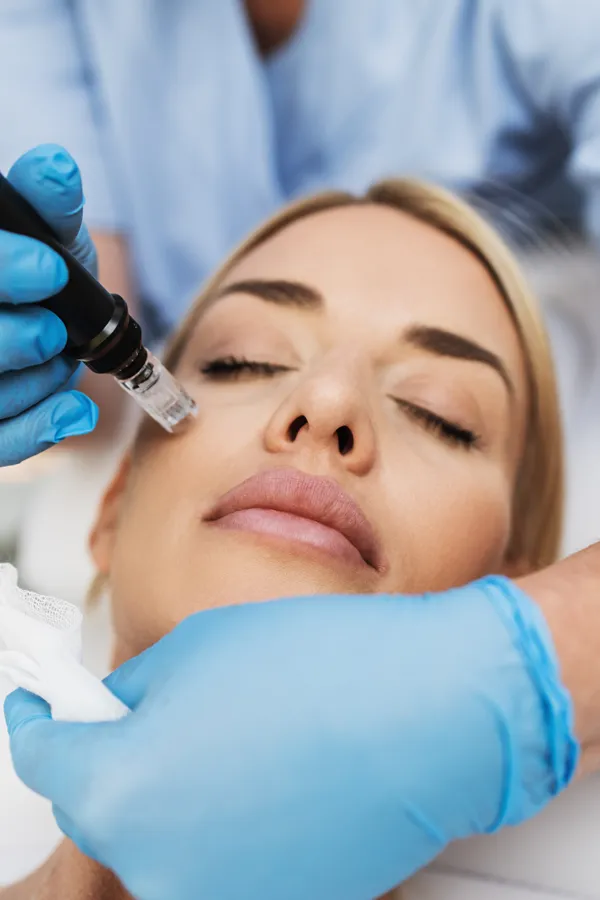 PRP-Microneedling-Treatment A woman receiving PRP microneedling and skin rejuvenation treatments from Tanya Zboril, NP of TBT Medical in Kitchener-Waterloo.